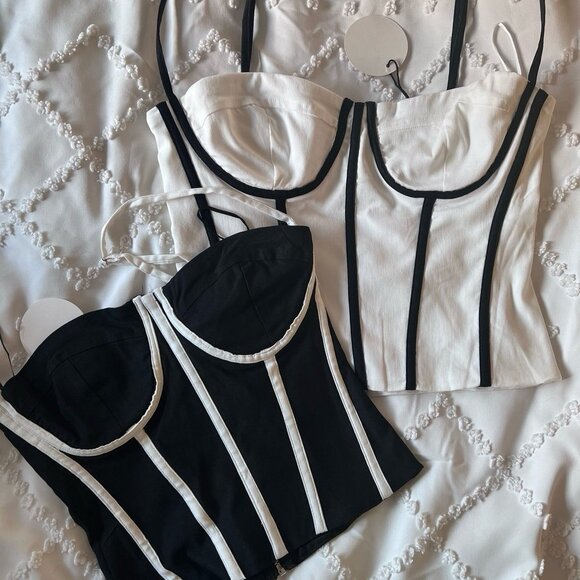 NWT - Chic Contrast trim cropped cami top - white - Picture 10 of 10